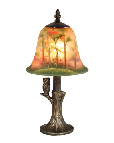 Dale Tiffany Owl Hand Painted Accent Table Lamp In Multi