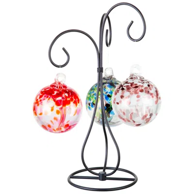 Dale Tiffany Rainbow Tree Of Life 3 4" Hand Blown Glass Balls With Stand In Multi
