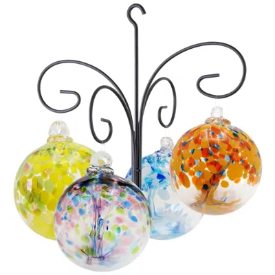Dale Tiffany Rainbow Tree Of Life 4 6" Hand Blown Glass Balls With Hanger