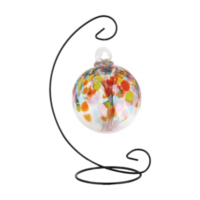 Dale Tiffany Rainbow Tree Of Life 4" Eden Hand Blown Glass Ball With Stand In Multi