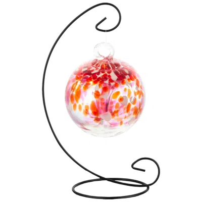 Dale Tiffany Rainbow Tree Of Life 4 " Golden Pink Hand Blown Ball And Stand