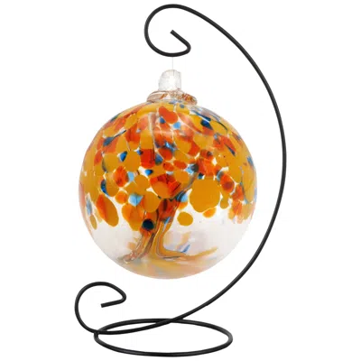 Dale Tiffany Rainbow Tree Of Life 6" Aura Hand Blown Glass Ball With Stand In Multi