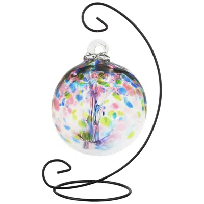 Dale Tiffany Rainbow Tree Of Life 6" Hope Hand Blown Glass Ball With Stand In Multi