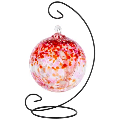 Dale Tiffany Rainbow Tree Of Life 6" Pink Hand Blown Glass Ball With Stand
