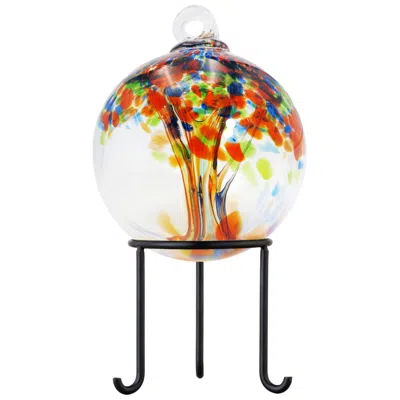 Dale Tiffany Rainbow Tree Of Life 6 " Royal Hand Blown Glass Ball And Stand