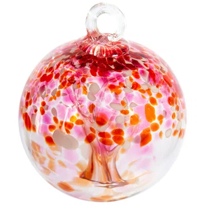 Dale Tiffany Rainbow Tree Of Life Golden Pink 6" Hand Blown Glass Ornament