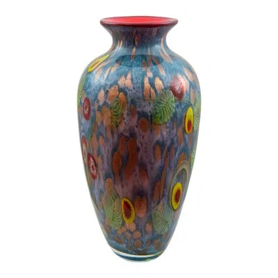 Dale Tiffany Red/green/white 10'' Glass Table Vase In White;green;red