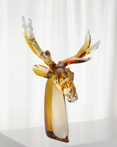 Dale Tiffany Reindeer Art Glass Sculpture In Gold