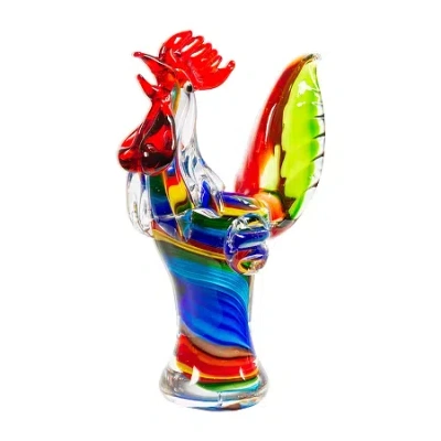 Dale Tiffany Rooster Art Glass Sculpture In Multi