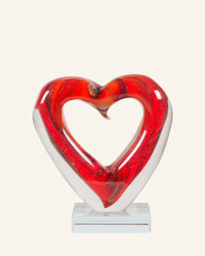 Dale Tiffany Rossa Heart Art Glass Sculpture In Red