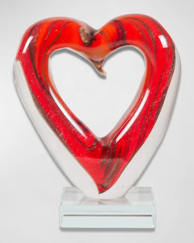 Dale Tiffany Rossa Heart Art Glass Sculpture In Red