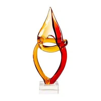 Dale Tiffany Salto Art Glass Sculpture In Orange