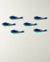 Dale Tiffany School Of Fish Art Glass Figurines, Set Of 6 - 48" X 3" X 25" In Blue