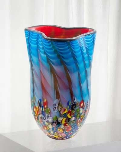 Dale Tiffany Tangelo Art Glass Vase In Blue