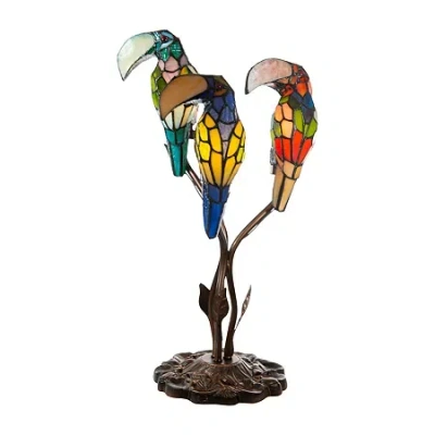 Dale Tiffany Three Parrots Accent Lamp In Multi