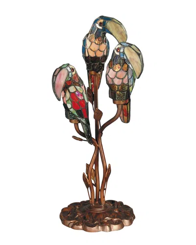 Dale Tiffany Three Parrots Tiffany Table Lamp In Multi