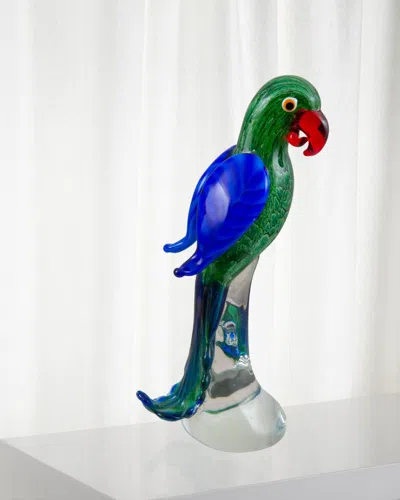 Dale Tiffany Zuma Art Glass Parrot Sculpture - 5.5" X 3.25" X 11" In Multi