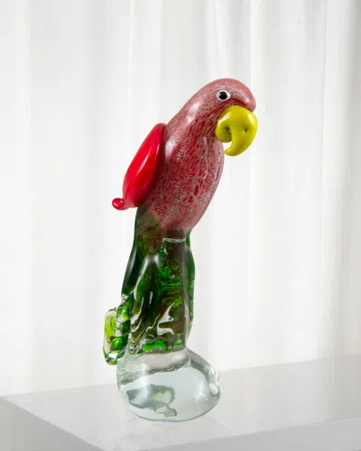 Dale Tiffany Zuma Art Glass Parrot Sculpture - 5.5" X 3.5" X 11" In Red