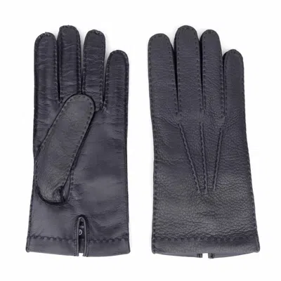 Dalgado Men's Handmade Deerskin Touch Gloves Blue Emanuele