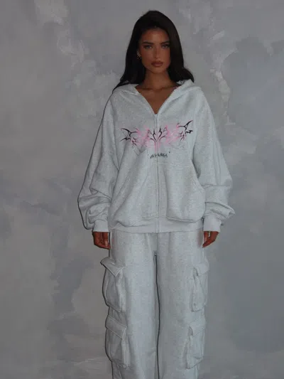 Outcast Parson Zip Hoodie Grey In White