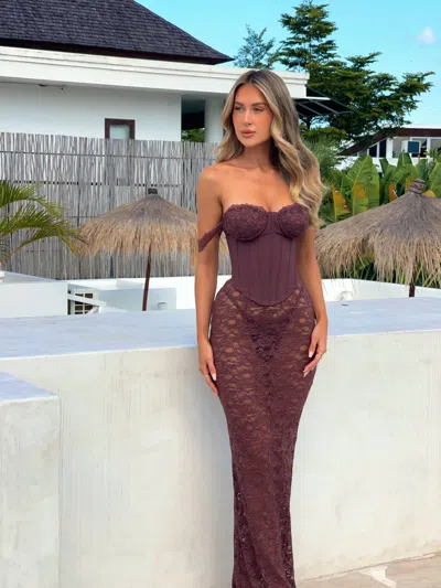 Outcast Zana Maxi Dress Dark Mauve In Burgundy