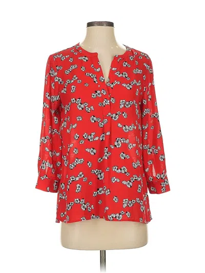 Pre-owned Dalia 3/4 Sleeve Blouse In Red