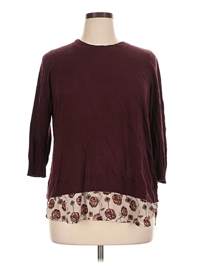 Pre-owned Dalia 3/4 Sleeve Top Burgundy Crew Neck Tops