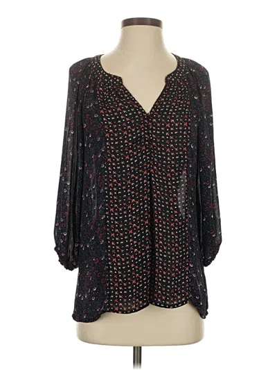 Pre-owned Dalia Collection 3/4 Sleeve Blouse In Black