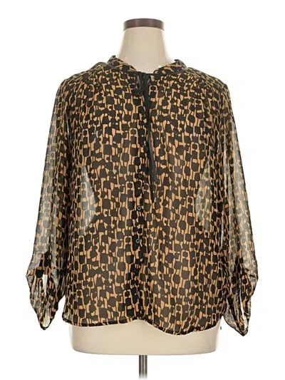 Pre-owned Dalia Collection Long Sleeve Blouse In Gold