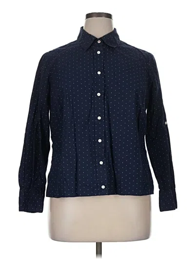 Pre-owned Dalia Collection Long Sleeve Button Down Shirt In Blue
