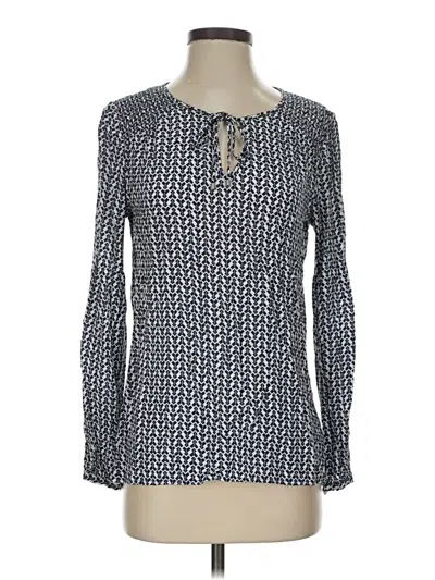 Pre-owned Dalia Long Sleeve Top Blue Keyhole Neckline Tops