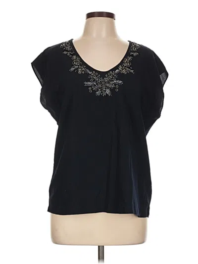 Pre-owned Dalia Short Sleeve Blouse In Black