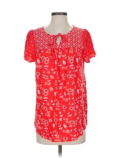 Pre-owned Dalia Short Sleeve Blouse In Red