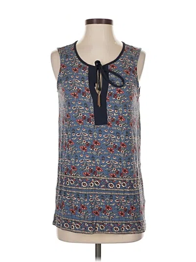 Pre-owned Dalia Tank Top Blue Tie Neck Tops