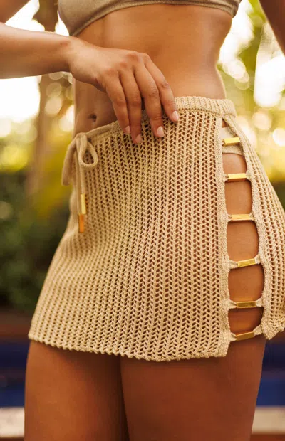 Dalina Ford Swim Women's Gold Shimmer Mini Skirt Swim Cover-up In Cream In White