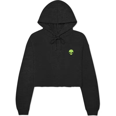 Dalix Alien Cropped Fleece Hoodie In Dark Heather