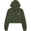 Dalix Alien Cropped Fleece Hoodie In Military Green