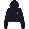 Dalix Alien Cropped Fleece Hoodie In Navy Blue