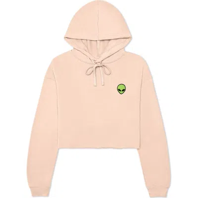 Dalix Alien Cropped Fleece Hoodie In Peach