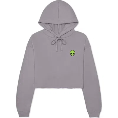 Dalix Alien Cropped Fleece Hoodie In Storm Gray