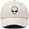 Dalix Alien Embroidered Classic Dad Cap In Beige