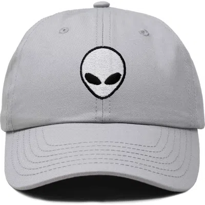 Dalix Alien Embroidered Classic Dad Cap In Gray