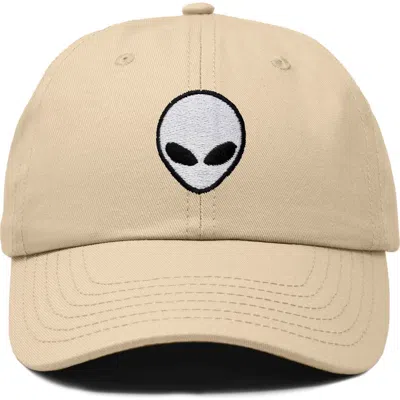 Dalix Alien Embroidered Classic Dad Cap In Khaki