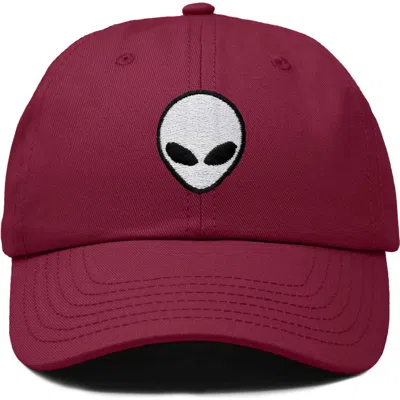 Dalix Alien Embroidered Classic Dad Cap In Maroon