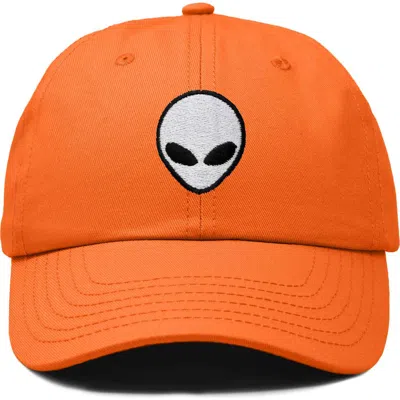 Dalix Alien Embroidered Classic Dad Cap In Orange