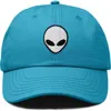 Dalix Alien Embroidered Classic Dad Cap In Teal