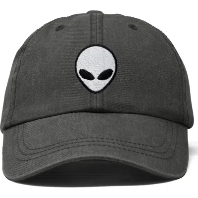 Dalix Alien Embroidered Classic Dad Cap In Washed Gray