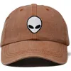 Dalix Alien Embroidered Classic Dad Cap In Washed Orange
