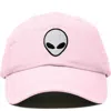 Dalix Alien Embroidered Classic Dad Cap In Washed Pink