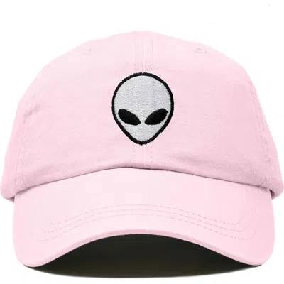 Dalix Alien Embroidered Classic Dad Cap In Washed Pink